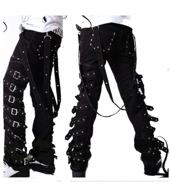 Men Gothic Pant Black Rock Buckle Pant For Sale